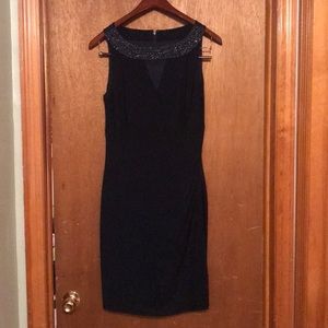 Navy blue formal dress with beading
